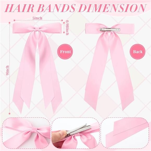 25 Pcs Silky Satin Hair Bows Bulk Bowknot Hair Ribbon Clips Barrettes main image 7